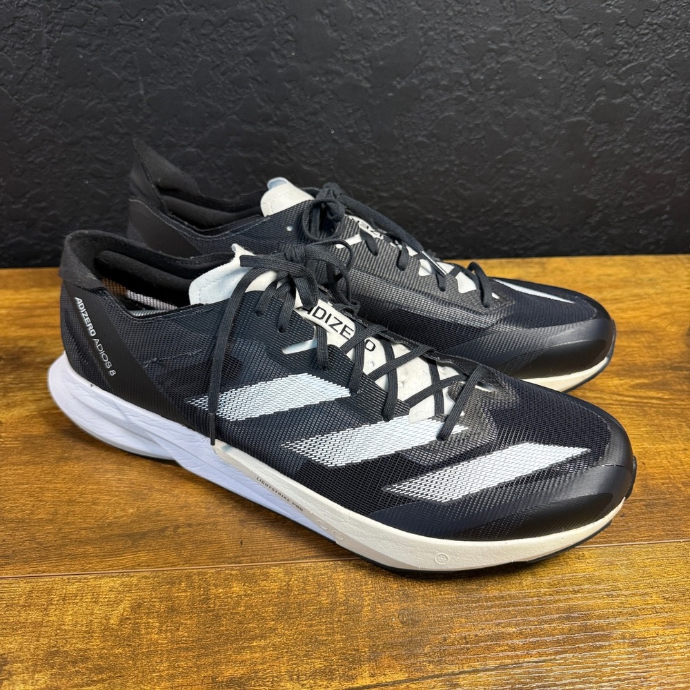 Adidas Adizero Adios 8 ID6902 Black White Synthetic Running Shoes Mens 14